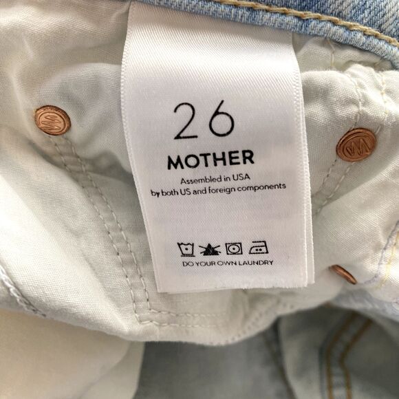 MOTHER Jeans Women Sz 26 Light Wash Distressed The Dropout Fray Get Blondie - Picture 6 of 16